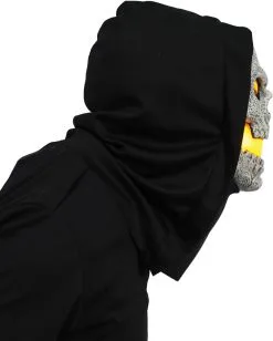 Gelbe Flammen Skull LED Maske -Spooky Masken Geschaft flammen skull led maske gelb flaming skull led mask yellow halloween skelett maske 52683 3