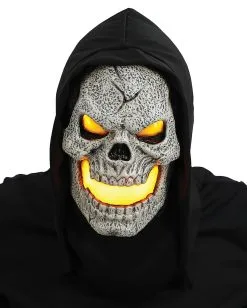 Gelbe Flammen Skull LED Maske