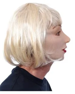 Realistische Frauenmaske Mit Kurzhaar -Spooky Masken Geschaft frauenmaske aus latex mit blonder peruecke cross dresser maske travestie maske lady boy maske 24299 04