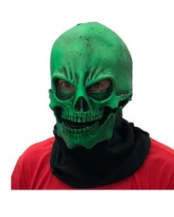 Grüne Totenschädel Maske UV Aktiv -Spooky Masken Geschaft gruene totenkopfmaske uv aktiv gruene totenschaedel maske schwarzlicht aktiv 37370 003