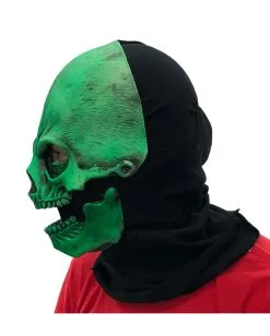 Grüne Totenschädel Maske UV Aktiv -Spooky Masken Geschaft gruene totenkopfmaske uv aktiv gruene totenschaedel maske schwarzlicht aktiv 37370 004