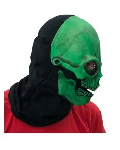 Grüne Totenschädel Maske UV Aktiv -Spooky Masken Geschaft gruene totenkopfmaske uv aktiv gruene totenschaedel maske schwarzlicht aktiv 37370 005