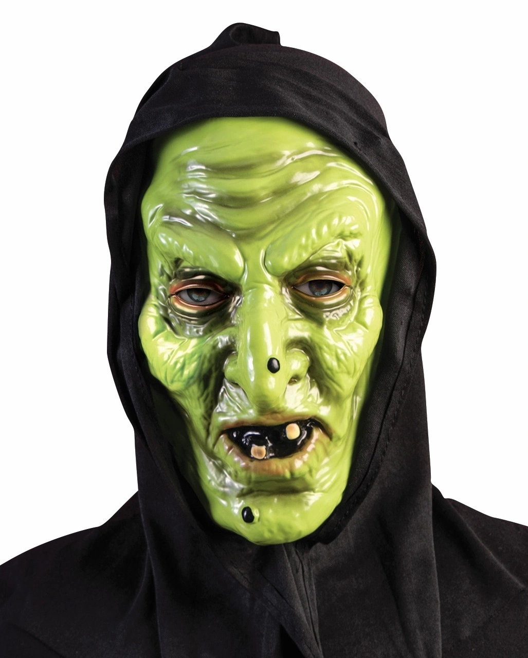 Hexen Maske Mit Warzen & Schwarzer Kapuze 1 Hexen Maske Mit Warzen & Schwarzer Kapuze