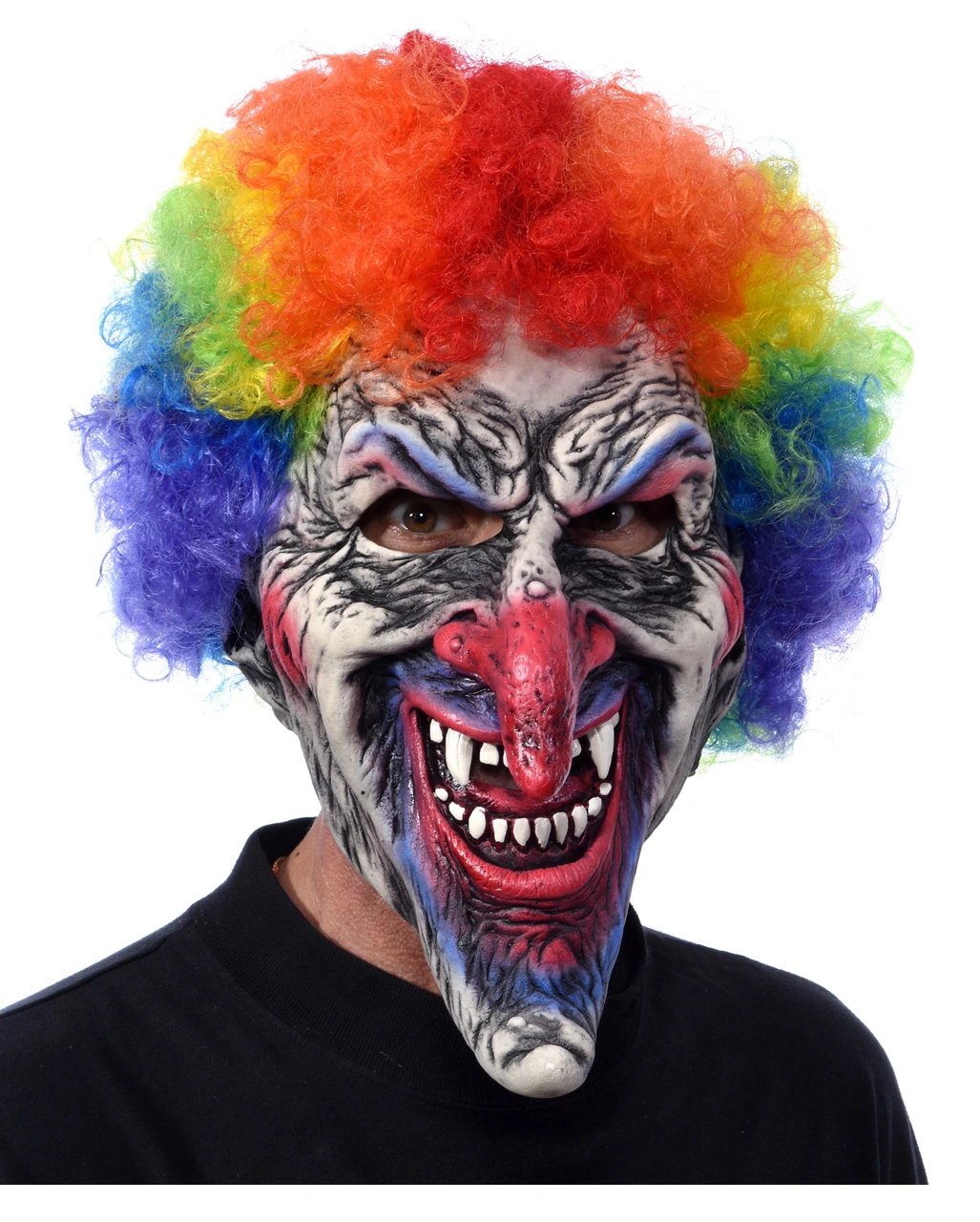 Horror Clown Maske Mit Rainbow Afro 1 Horror Clown Maske Mit Rainbow Afro