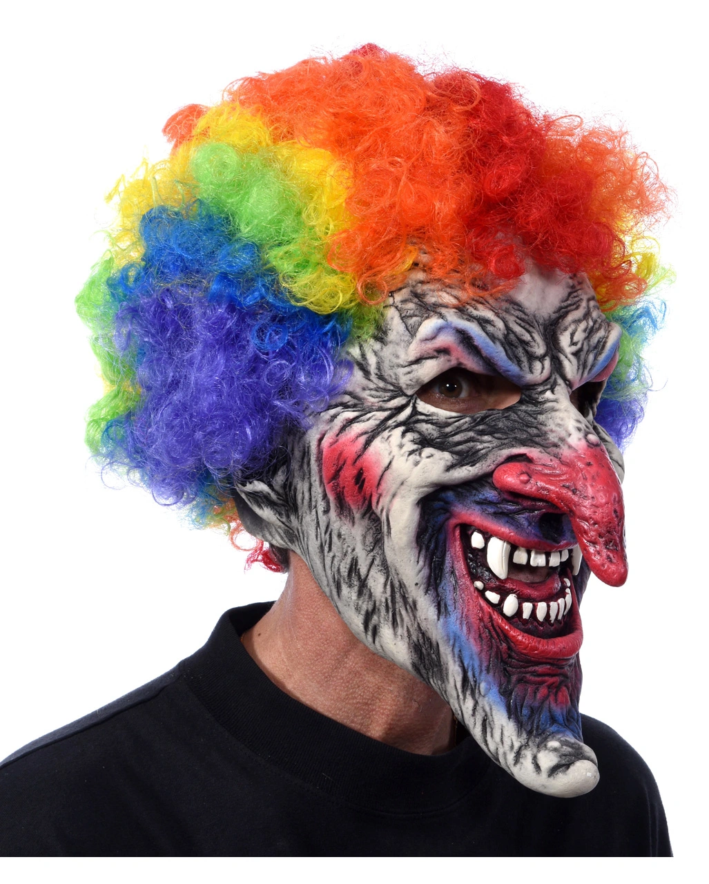 Horror Clown Maske Mit Rainbow Afro 2 Horror Clown Maske Mit Rainbow Afro – Bild 2