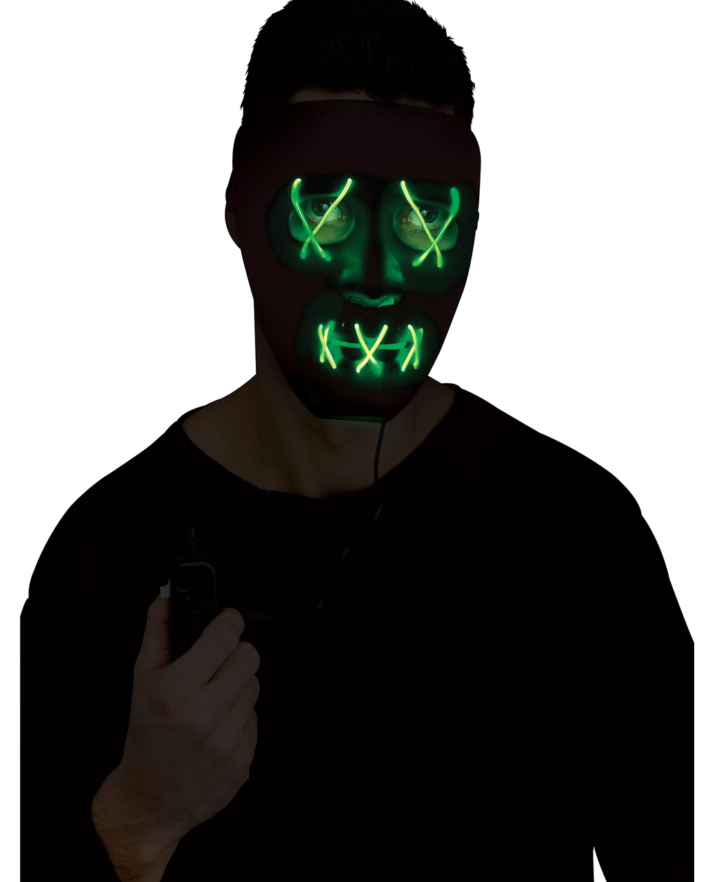 Leuchtende LED Maske Grün - Schwarz 1 Leuchtende LED Maske Grün - Schwarz