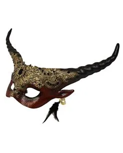 Herrscher Der Finsternis Teufels Halbmaske -Spooky Masken Geschaft lord of the darkness teufels halbmaske devil halfmaske with horns and gold application halloween maske 50494 03