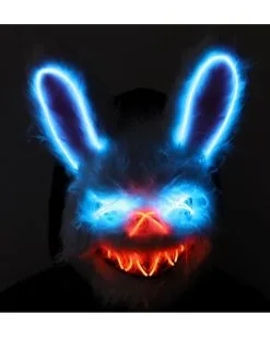 Beleuchtete Hasen LED Maske -Spooky Masken Geschaft neon licht bunny maske neon light bunny mask halloween horror hasen maske 53434 3