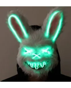 Beleuchtete Hasen LED Maske -Spooky Masken Geschaft neon licht bunny maske neon light bunny mask halloween horror hasen maske 53434 4