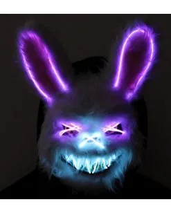 Beleuchtete Hasen LED Maske -Spooky Masken Geschaft neon licht bunny maske neon light bunny mask halloween horror hasen maske 53434 5