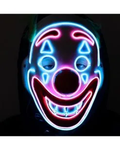 Beleuchtete Clown LED Maske -Spooky Masken Geschaft neon licht clown maske neon light clown mask halloween horror clown maske 53433 3