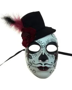 Day Of The Dead Maske Mit Mini Zylinder -Spooky Masken Geschaft sugar skull maske mit mini zylinder day of the dead maske mit mini zylinder 50518 01